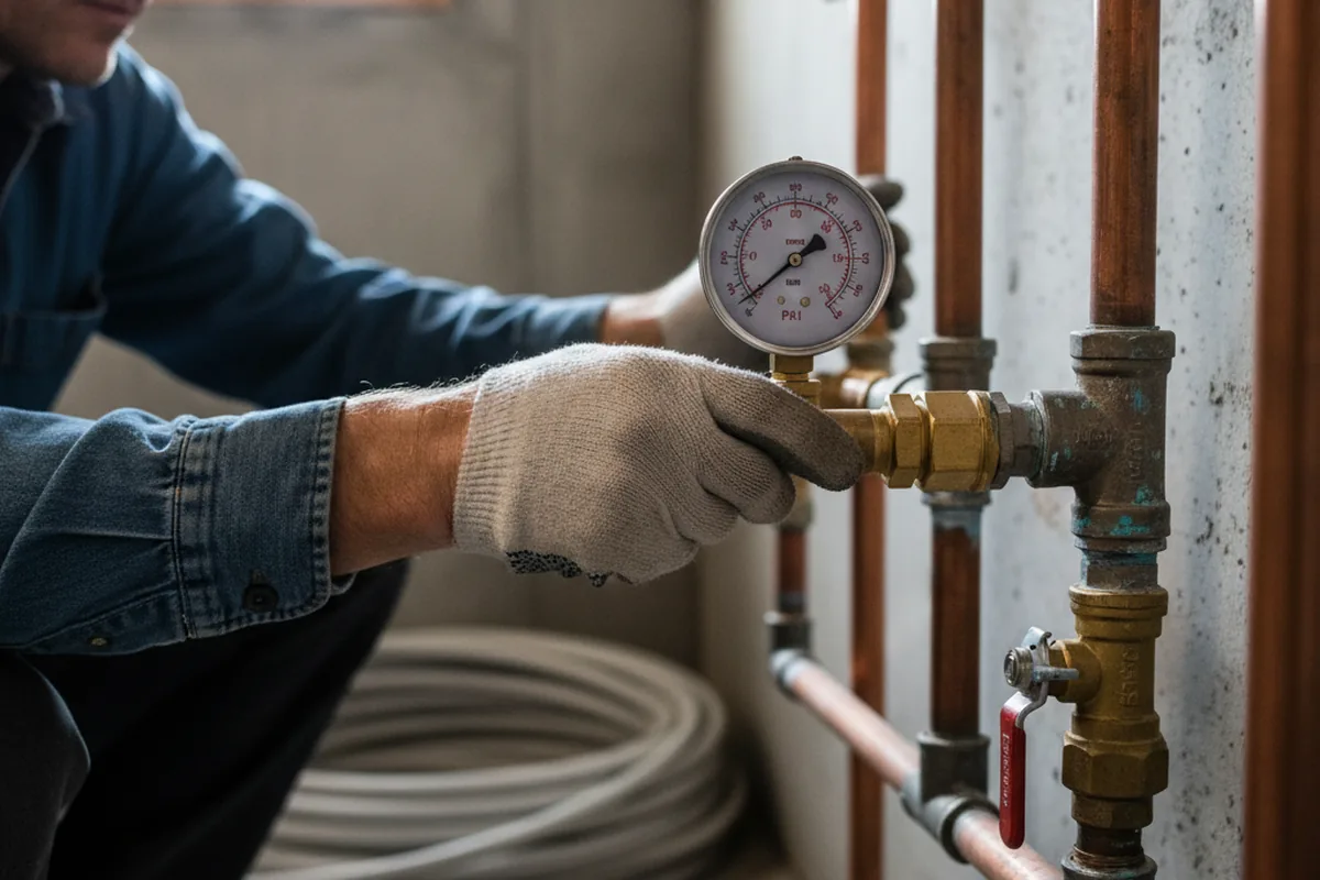 Pressure testing a repaired line during Water Line Repair in Dacoma